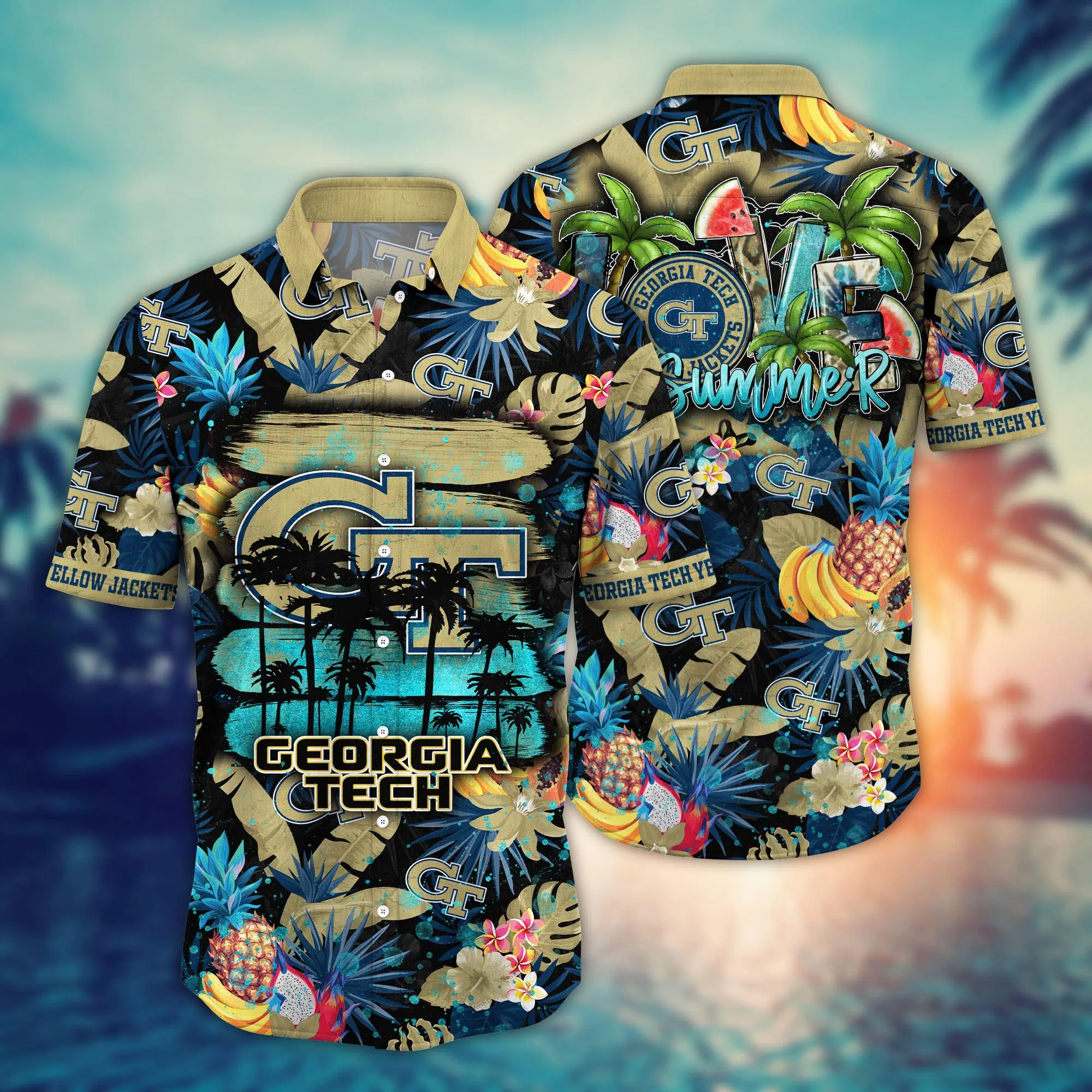 Georgia Tech Yellow Jackets NCCA Hawaiian Shirt Vacation Spotstime Game Of Goals Shirts