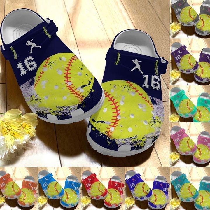 Softball Personalize Clog, Custom Name, Text, Fashion Style For Women, Men, Kid, Print 3D I Love Softball Ver 4