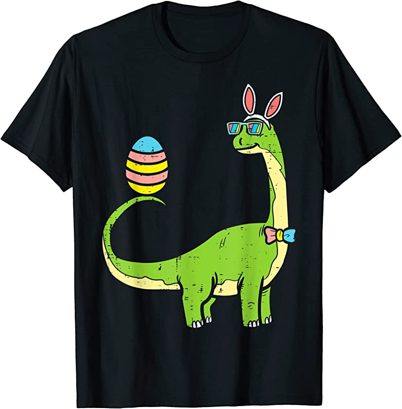 Brontosaurus Bunny Ears Egg Easter Day Dinosaur Dino Boys T-Shirt