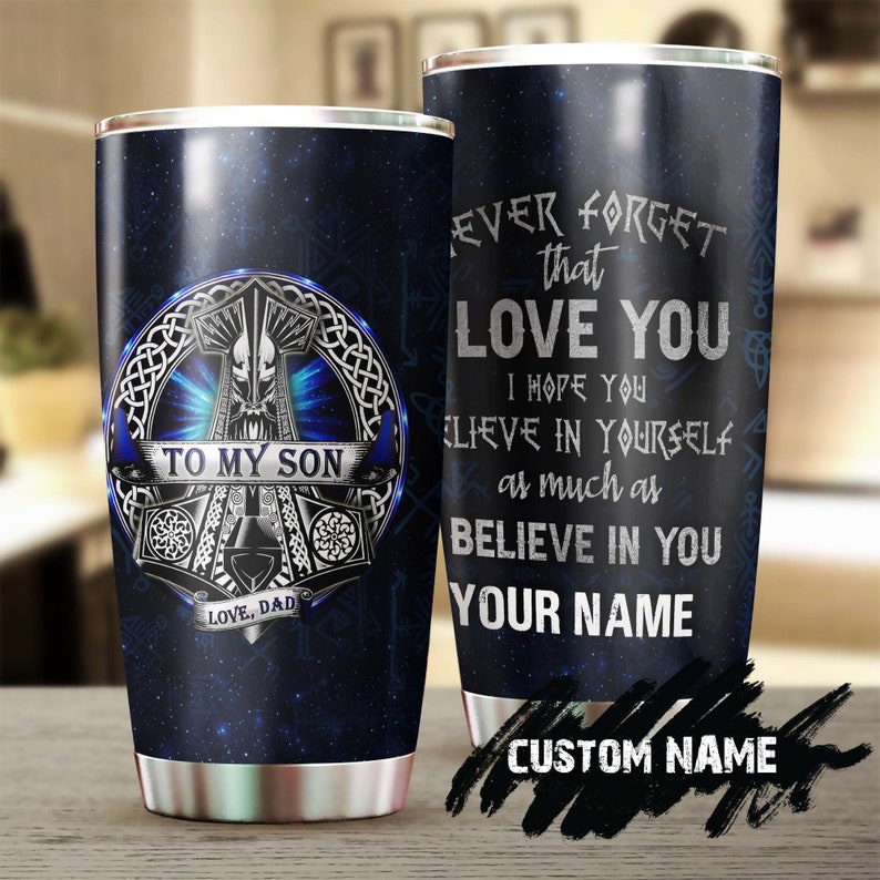 To My Son Viking Personalized Tumbler-Unique Meaningful Birthday Gift Christmas Gift Day For Son From Father