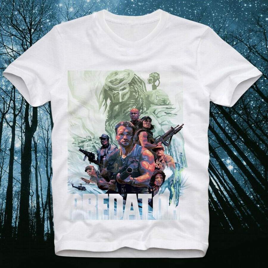 Predator Arnold Schwarzenegger Alien Cult Movie Retro Vintage Terminator T Shirt Mens Fashion Round Neck Short Sleeves T Shirt