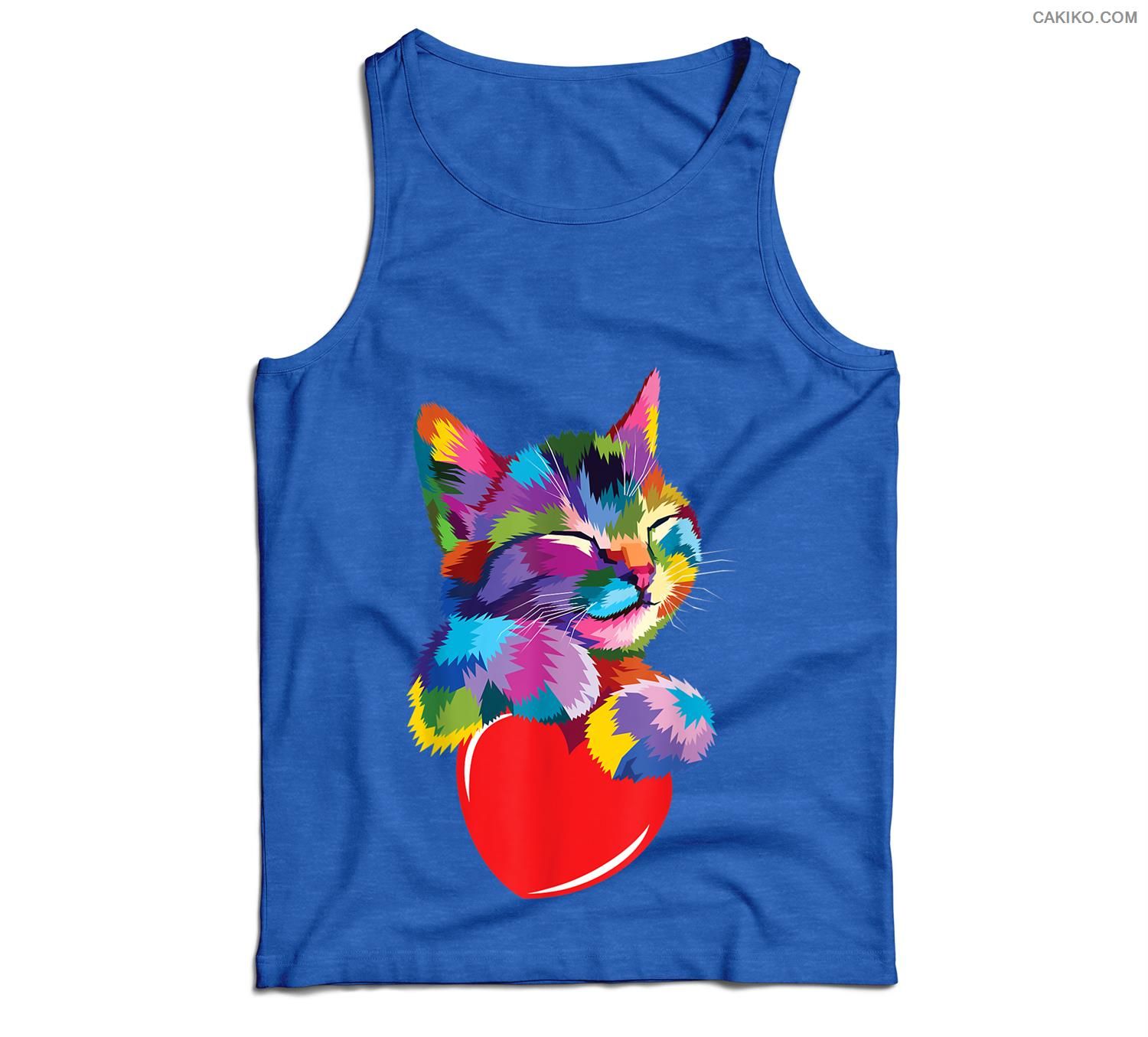 Cute Cat Gift For Kitten Lovers Colorful Art Kitty Adoption Men Tank Top