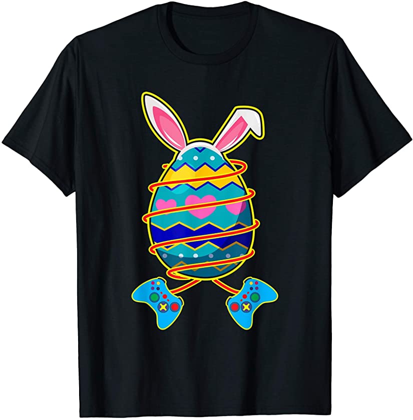 Bunny Egg Controller Video Gamer Easter Boys Girls Kids T-Shirt