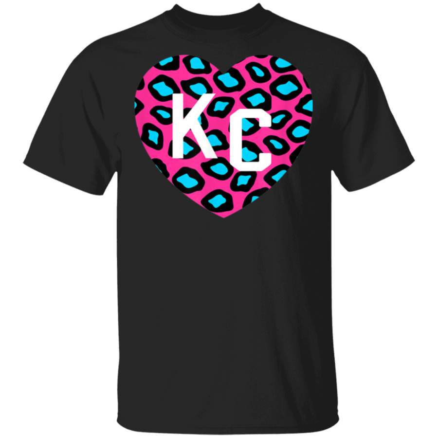 KC Heart Kansas City 1980s 1990s Kc Hearts Retro Pink Blue TShirt