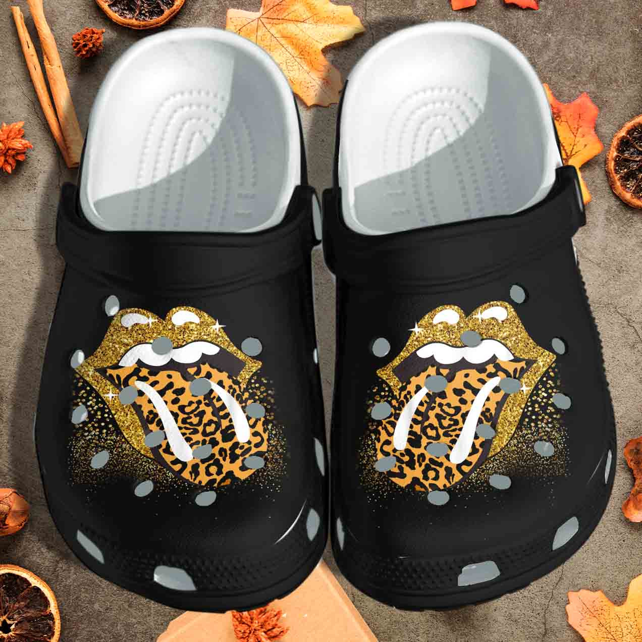 Sexy Lip Leopard Crocs Shoes Clogs – Yellow Lipstick Outdoor Crocs Shoes Clogs Gift For Girl Daughter Niece