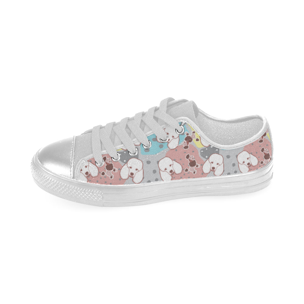 Poodle Pattern White Canvas Women’s Shoes/Large Size