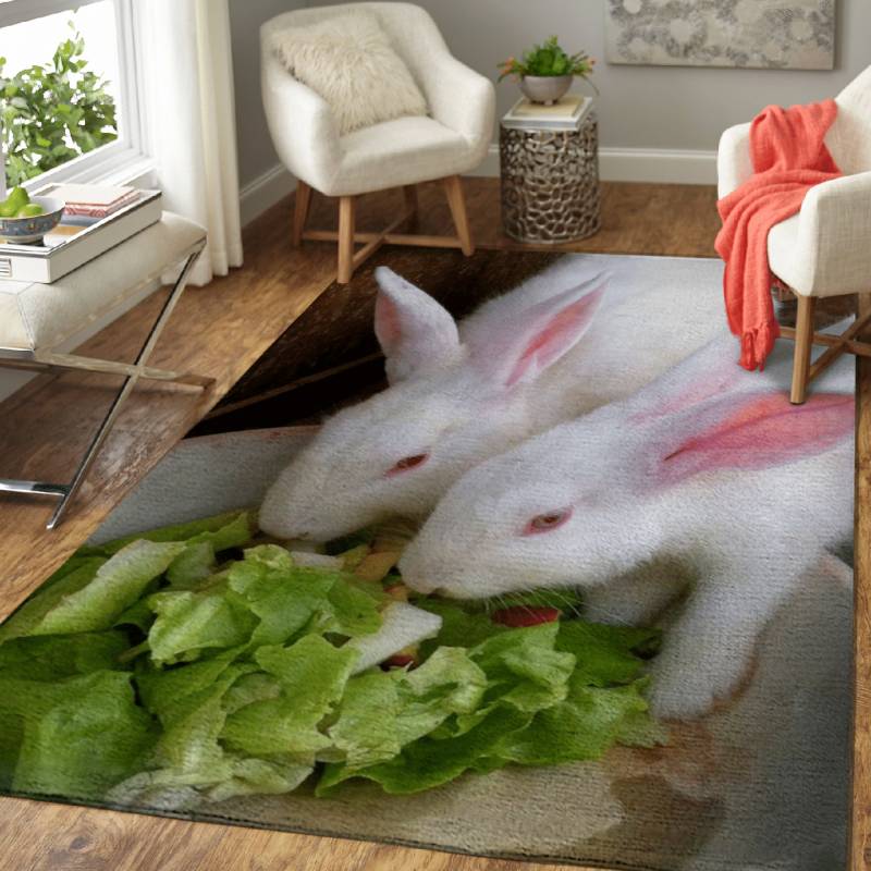 White rabbits – Animals Area Rug Carpet