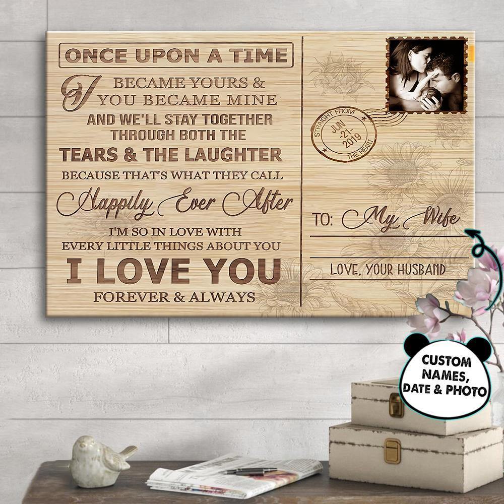 [Personalized Name, Date & Photo] I Became Yours You Became Mine – Romantic Gift, Lovely Gift, Gift For Home Decor – Horizontal Canvas Matte Canvas Wall Art