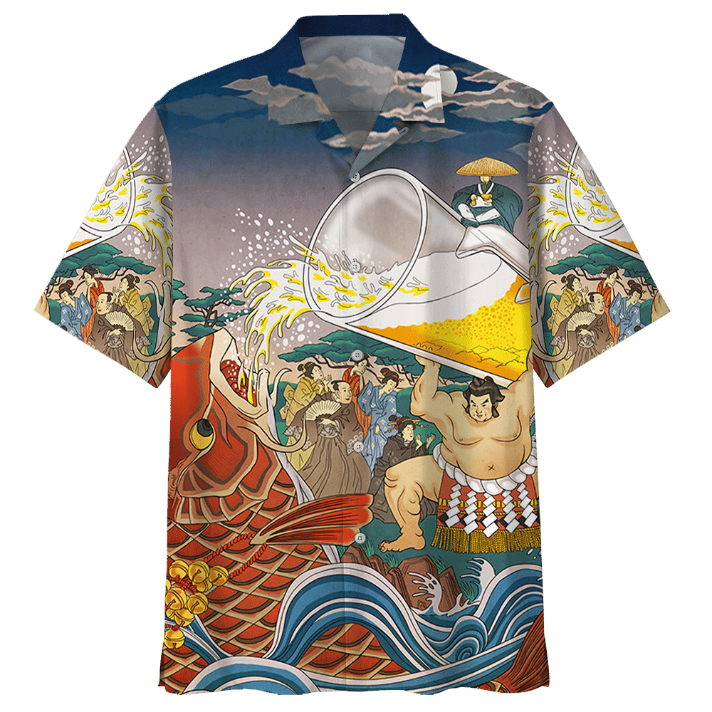 Sumo Beer With Fish Hawaii Shirt For Men Women Ha16527