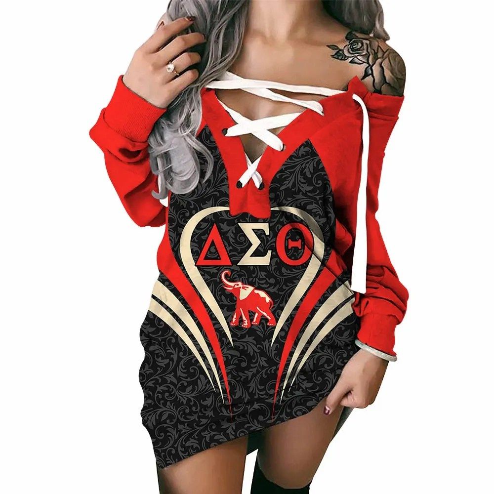 Africa Zone Sweatshirt – Delta Sigma Theta Vintage Flower Lace-Up Long Sweatshirt A31