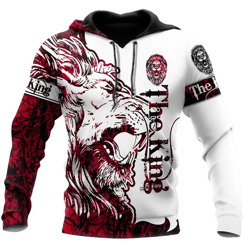 3D The Red Alpha King Lion Tattoo Over Printed Hoodie Tp