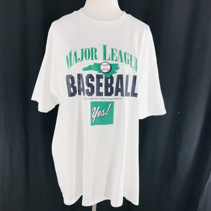 Vintage 90s Vote Yes For Major League Baseball White T-Shirt