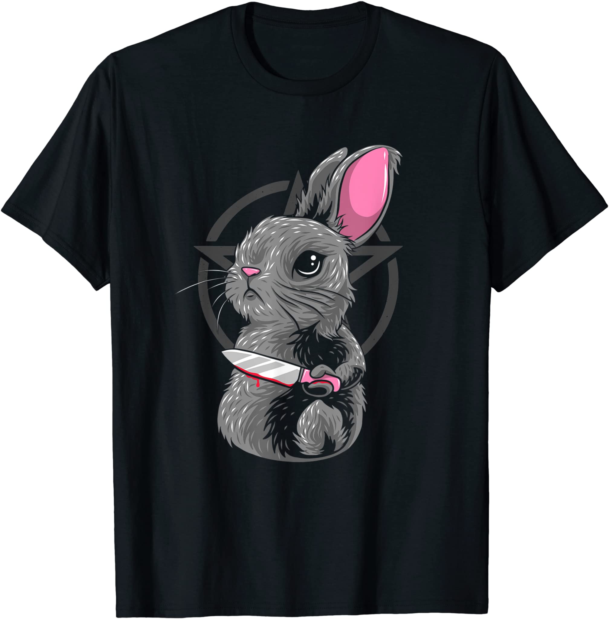 Creepy Satanic Bunny Occult Goth Pentagram Rabbit T-Shirt