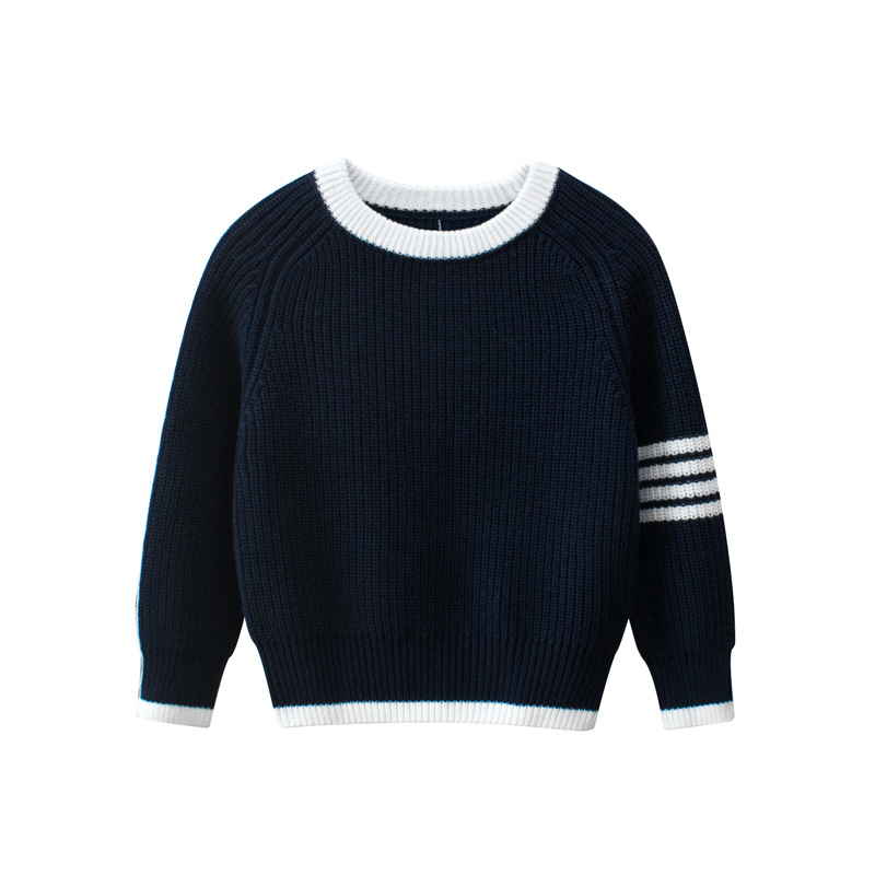 Brand Children’s Clothing 2022 Autumn Winter New Kids Sweaters Boys Casual Stripe Long Sleeve Knitted Pullover Tops Jumper alx