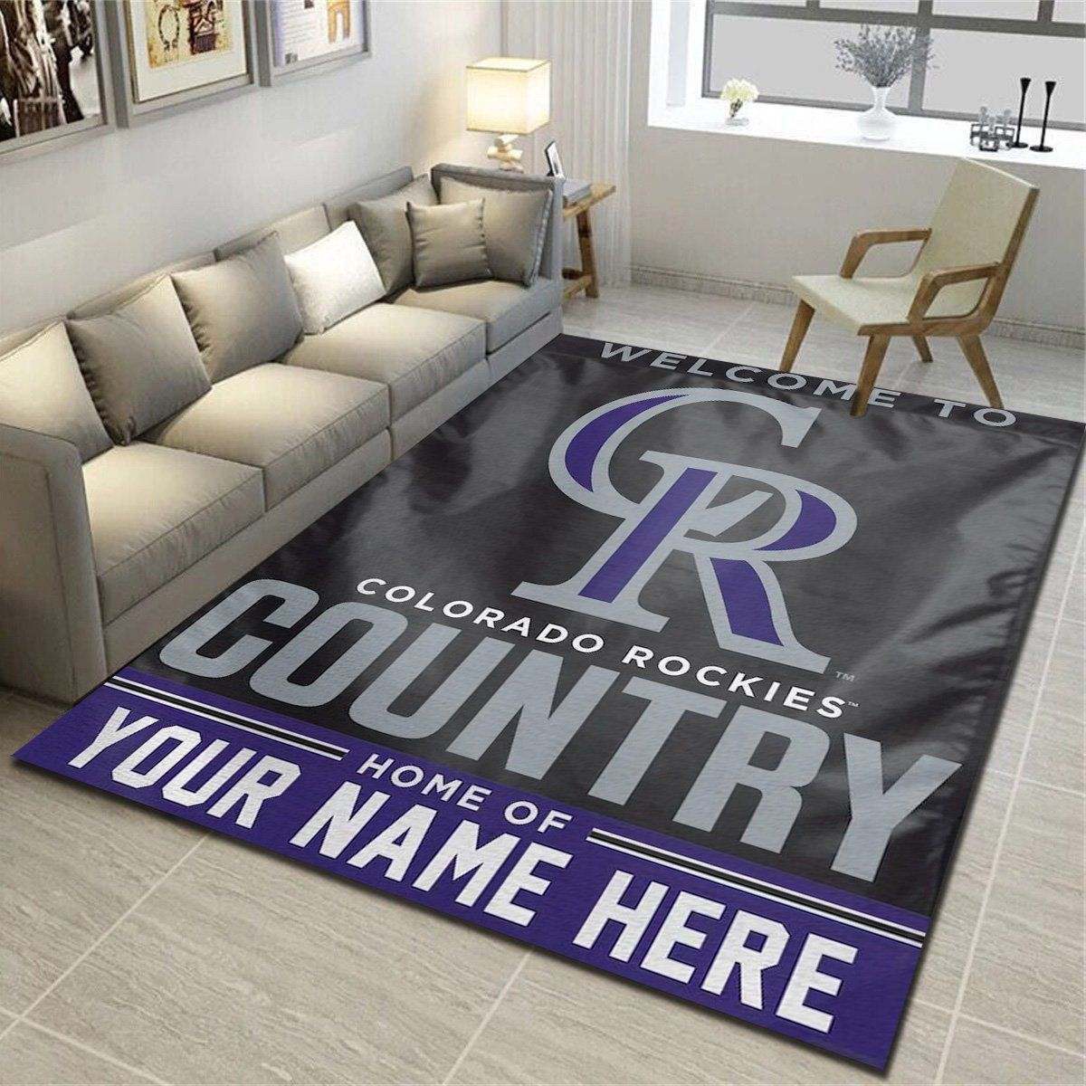 Colorado Rockies Personalized Area Rugs, Team Living Room Bedroom Carpet, Customized Fan Cave Floor Mat