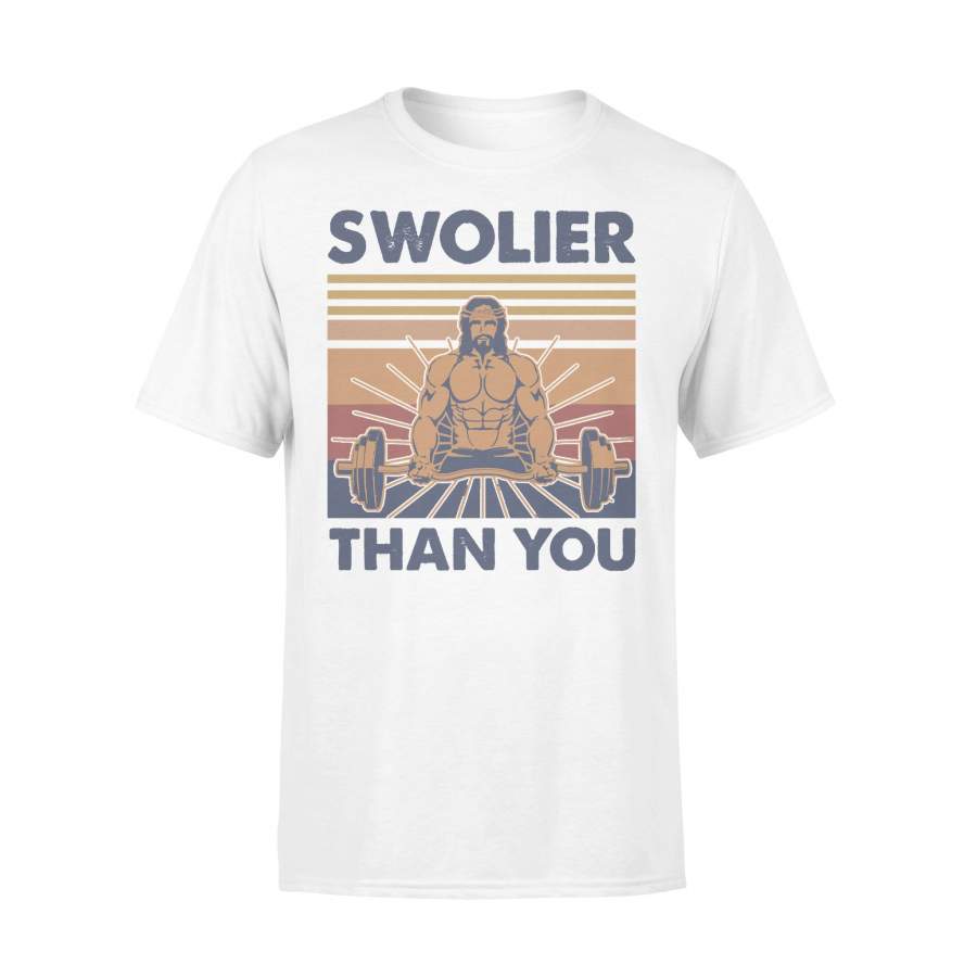Swolier Than You Fitness Jesus Vintage Retro T-shirt