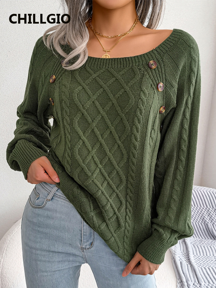 CHILLGIO Women Knitted Pullovers Casual Streetwear Knitwear Long Sleeves Elastic Tricots New Autumn Winter Warm Knitting Sweater alx