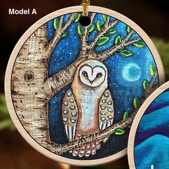 Midnight Owl Ornament Christmas Ornament Christmas Gift Ideas Ceramic Circle Ornament