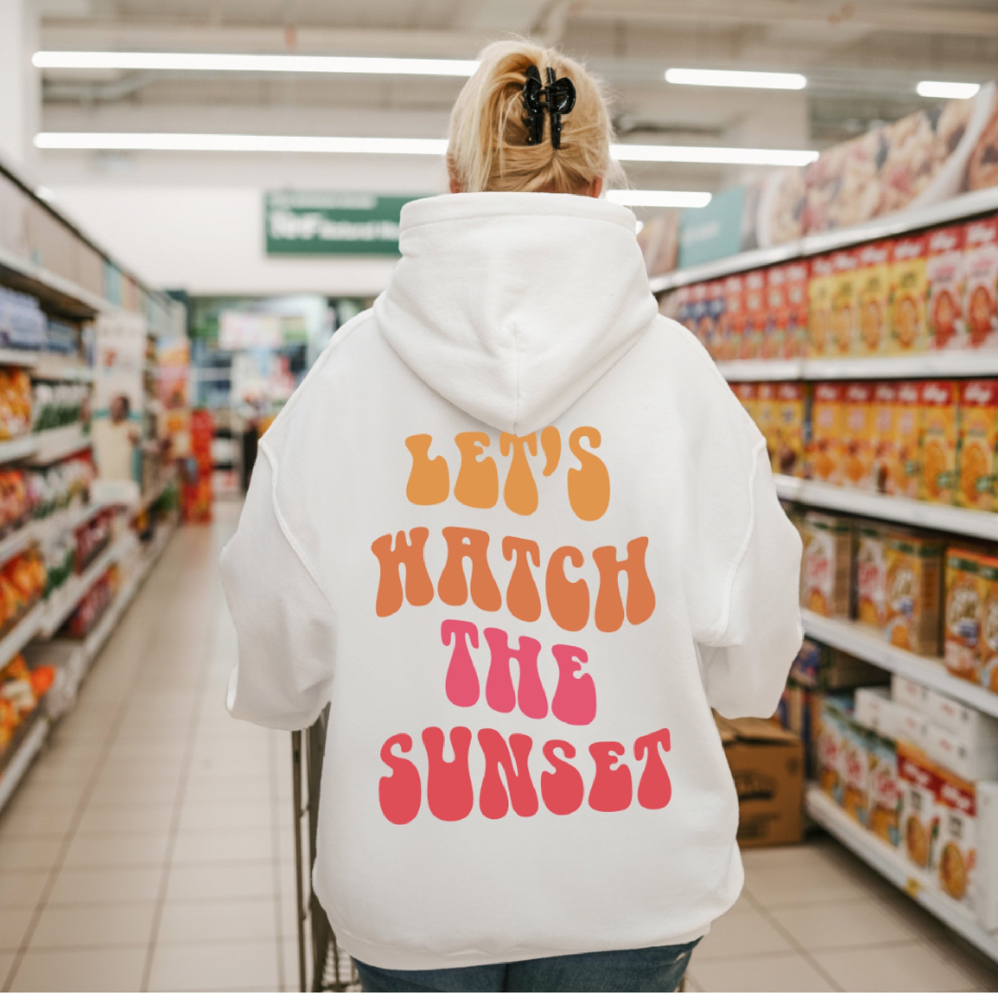 Let’s Watch The Sunset Hoodie ,Oversized Hoodie, Pinterest Hoodie, Words On Back Hoodie, VSCO, Aesthetic Sweatshirt