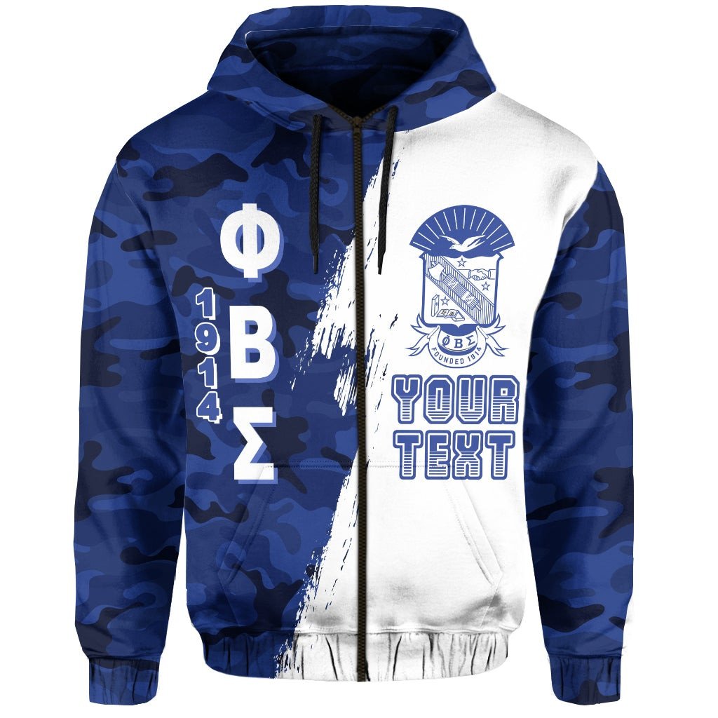 Fraternity Hoodie – Personalized Phi Beta Sigma Gomab Zip Hoodie Camouflage Pattern