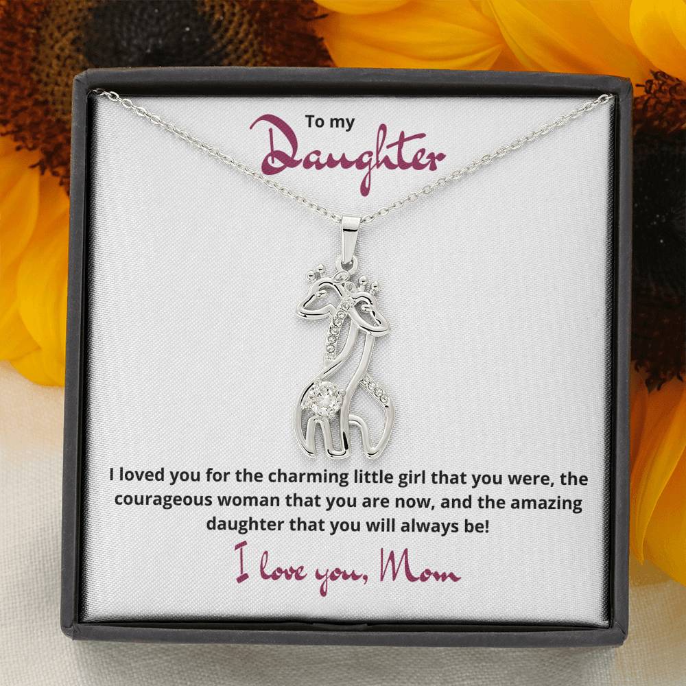 Gift For Daughter. Graceful Love Giraffe Necklace