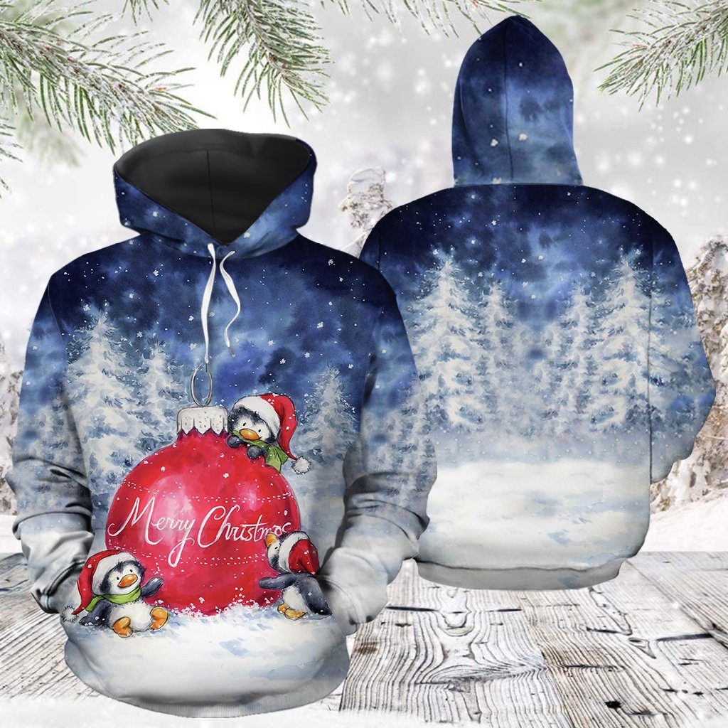 Hoodie Mother’s day Father’s day unique gift ideas for mom & dad from daughter & son kids, meaningful birthday presents –  Penguin Merry Christmas T2011 – All Over Print Unisex Hoodie