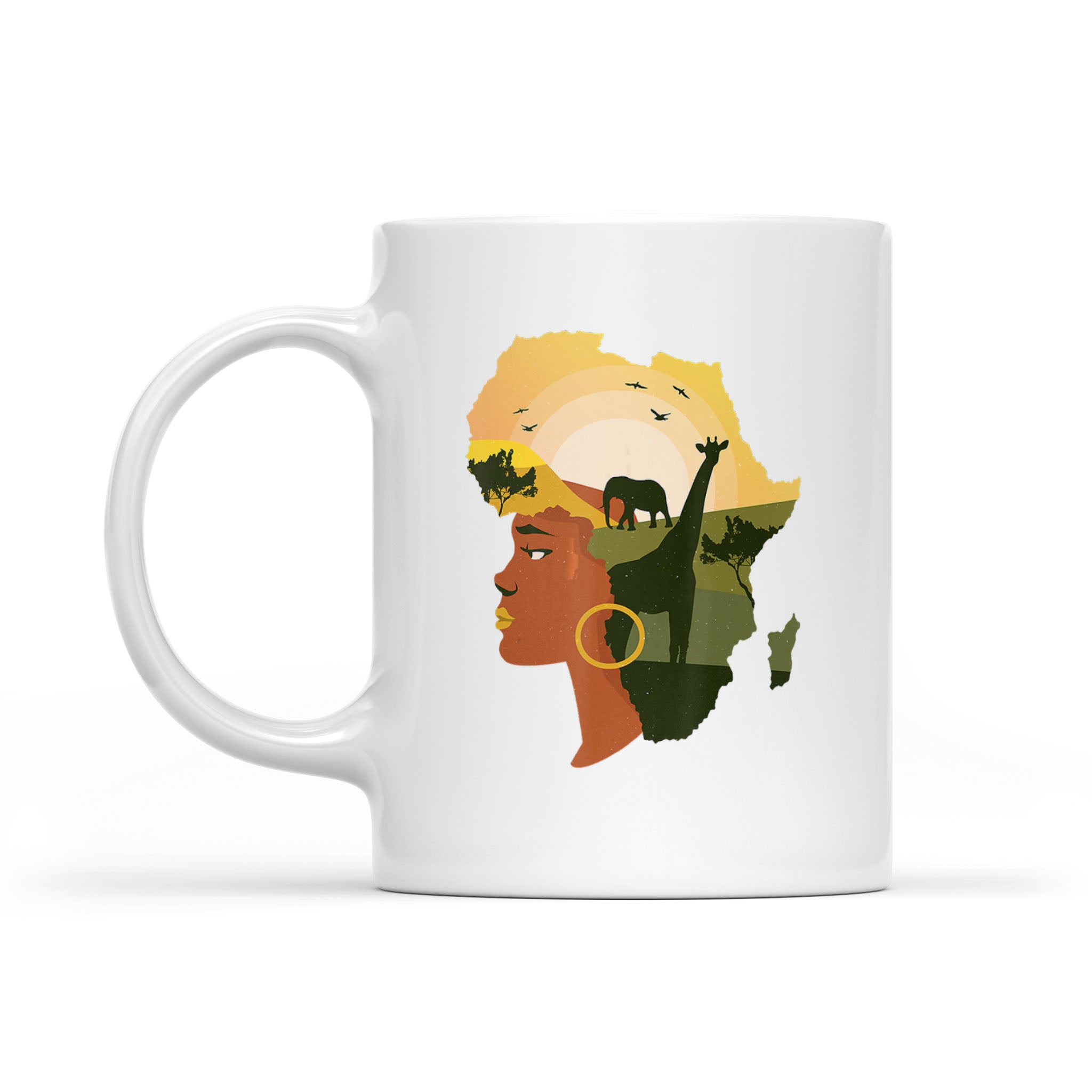 Afro African Queen Africa Animals Black History Month – White Mug