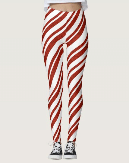 Christmas Leggings, Red And White Candy Cane Striped Legging For Sports, Yoga, Workout Fitness, Women Gift