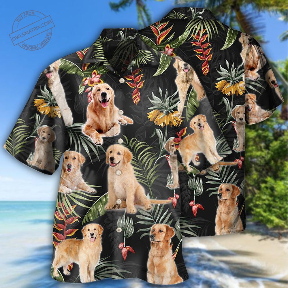 Golden Retriever Floral Style Hawaii Shirt Ha21961