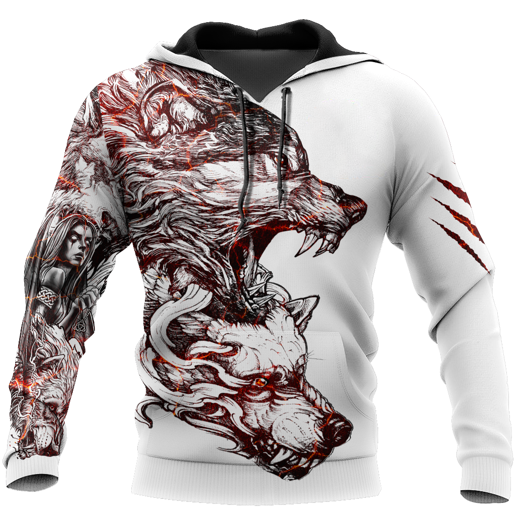 3D Alpha Wolf Tattoo Over Printed Shirt for Men and Women