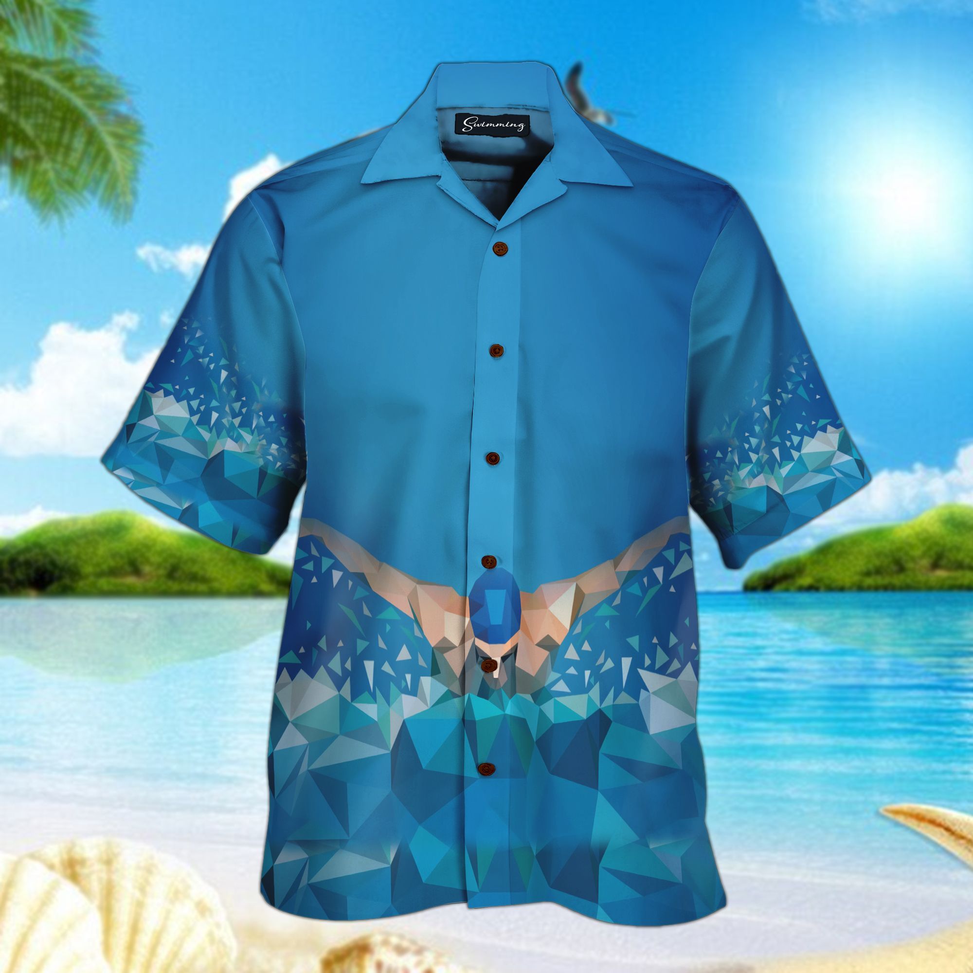 Swimming All Over Printed Hawaii Shirt And Short Ha56587