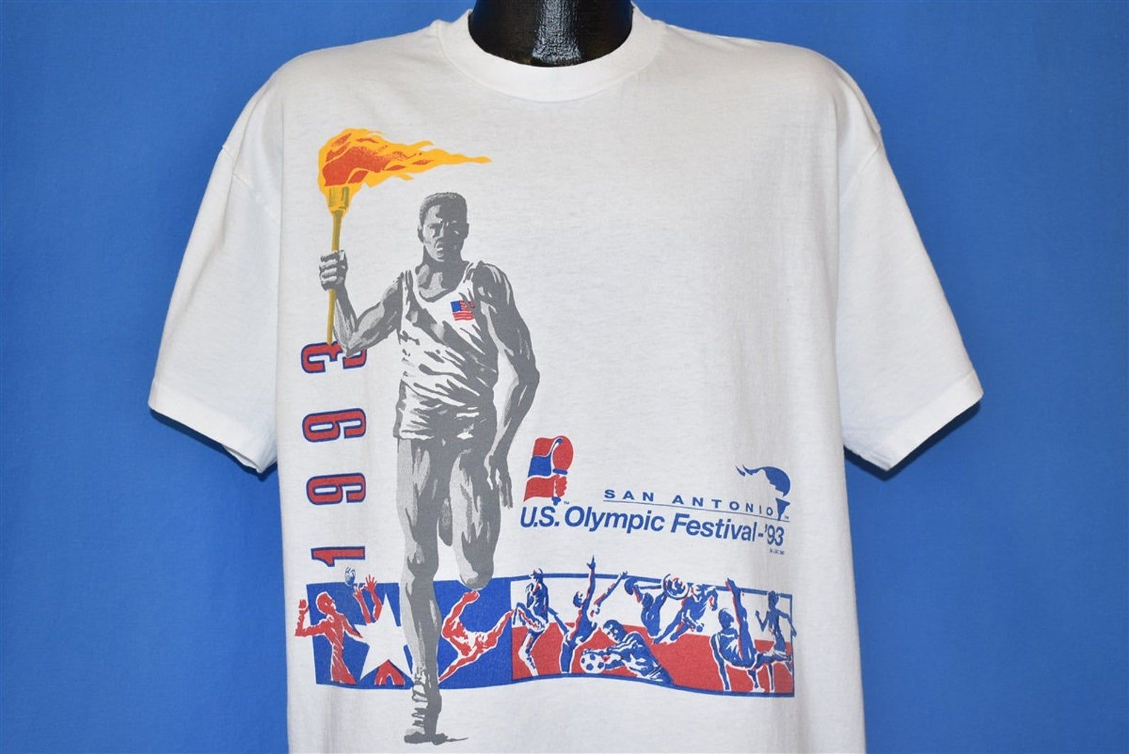 90S Us Olympic Festival San Antonia Texas 1993 Torch T-Shirt Extra