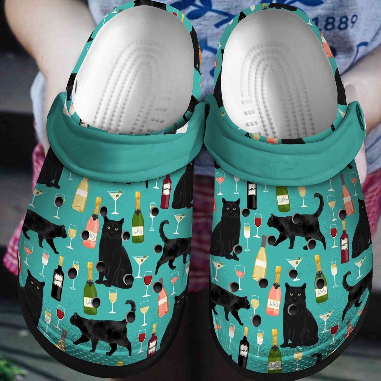 Cat Personalized Clog, Custom Name, Text, Color, Number Fashion Style For Women, Men, Kid, Print 3D Wine And Black Cat