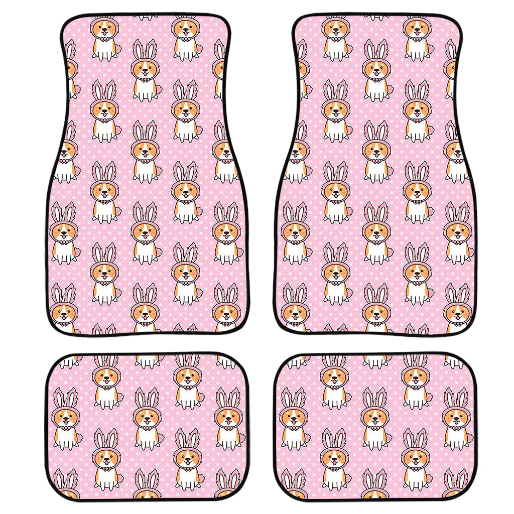 Bunny Corgi Pattern Print Front And Back Car Floor Mats, Front Car Mat