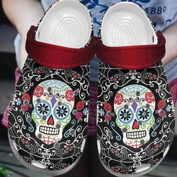 Sugar Skull Tattoo clog Shoesshoes Flower Skull Shoes Crocbland Clog Gifts For Men Women