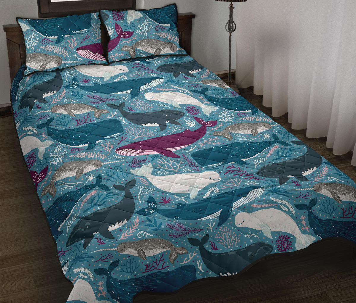 Whale design pattern Quilt Bed Set