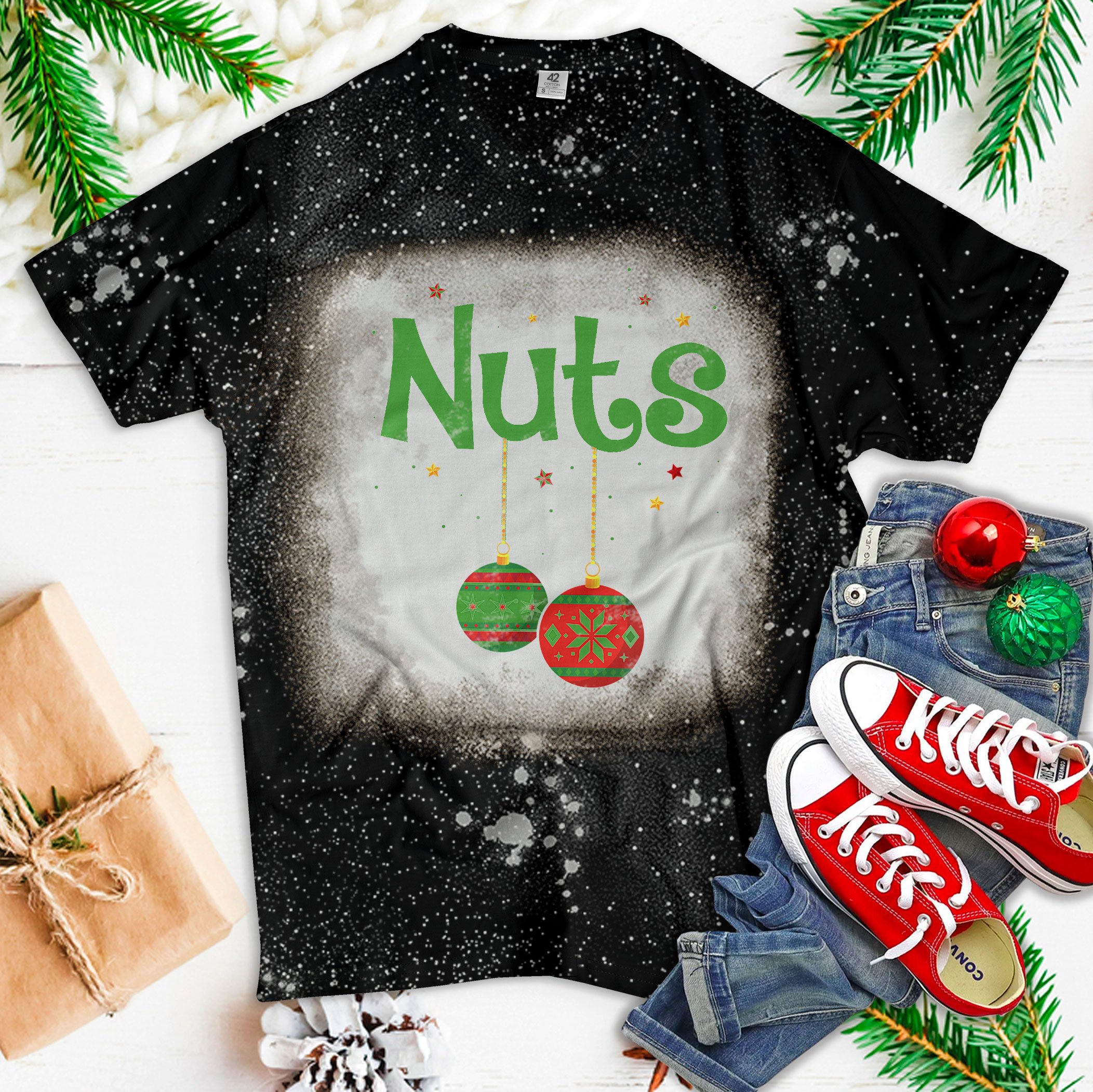 Chest Nuts Matching Chestnuts Christmas Couples Nuts Bleached T Shirt – Gift For Her & Him