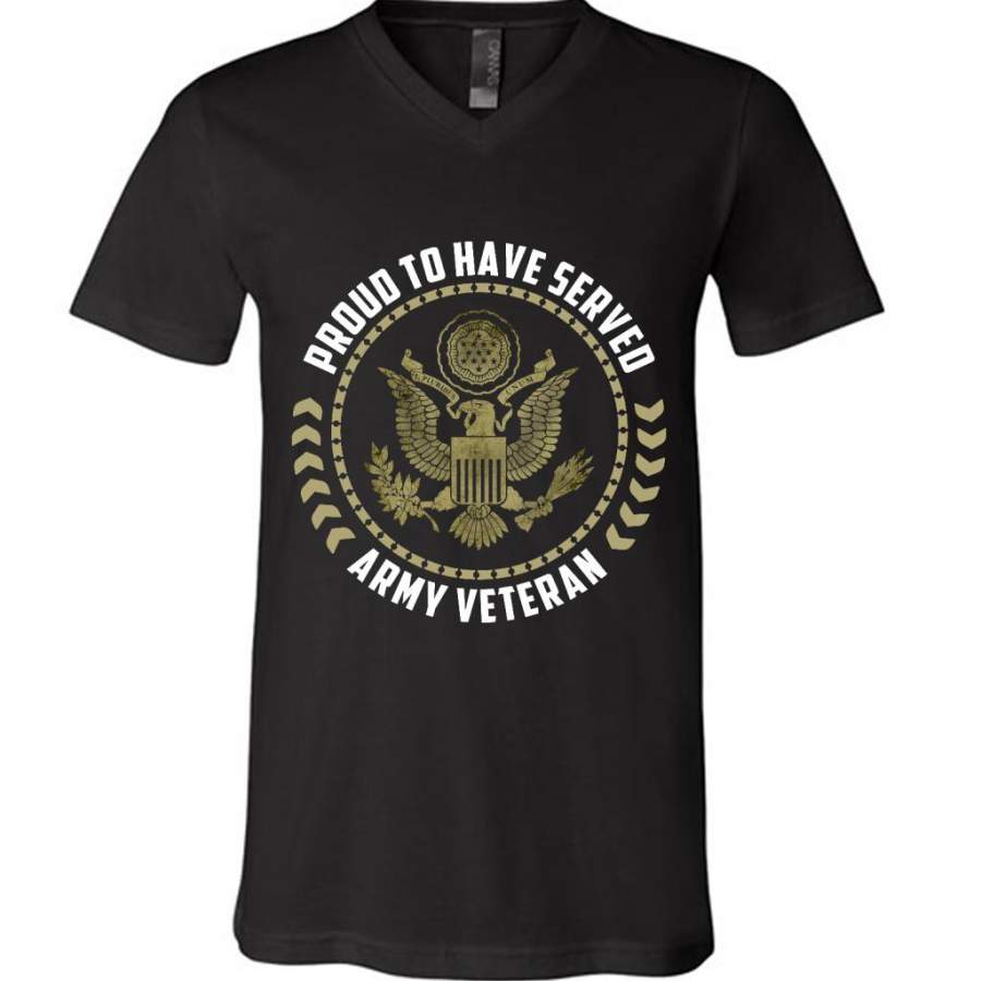 Proud To Have Served Army Veteran B – Canvas Unisex V-Neck Shirt