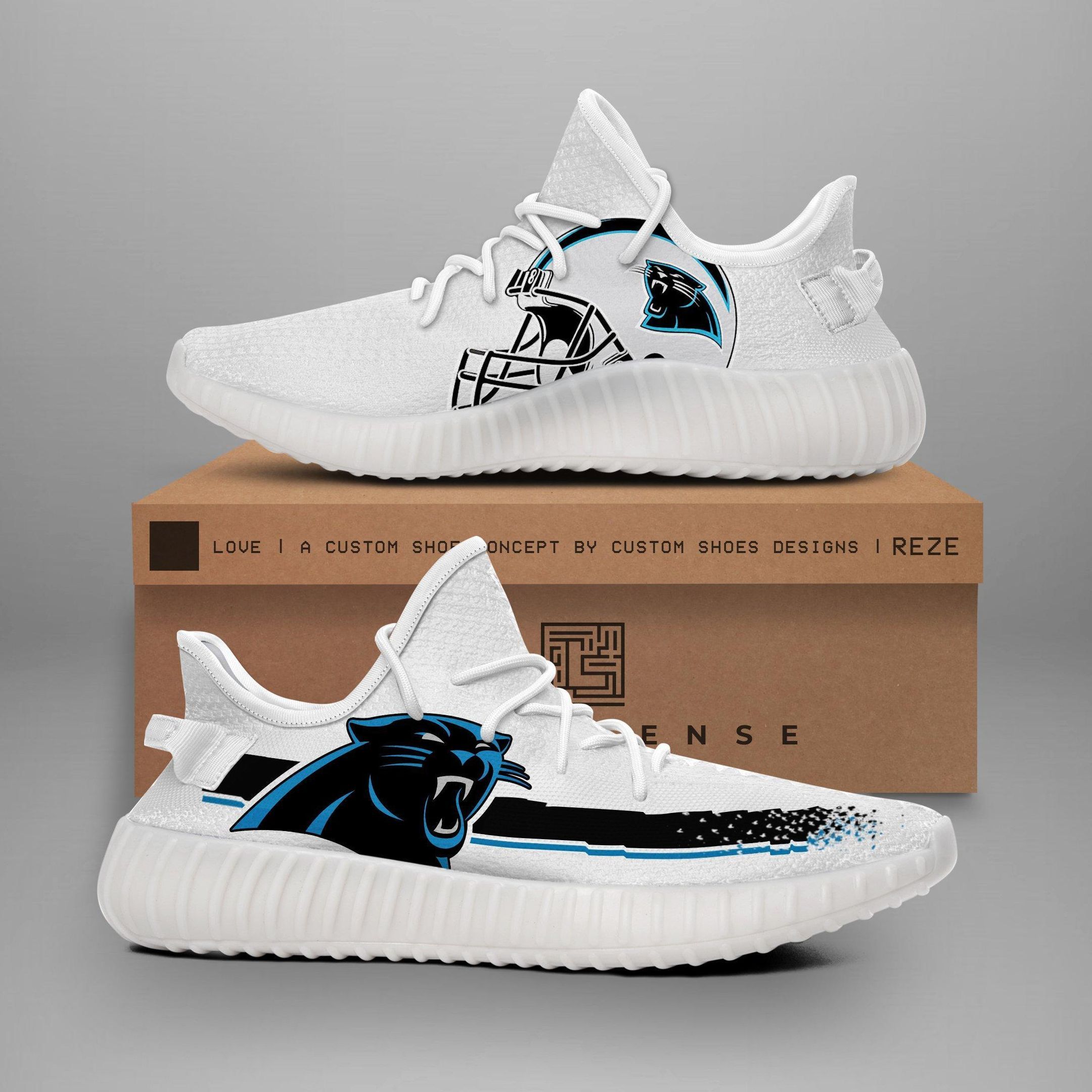 Carolina Panthers Custom Yeezy Teams Yeezy Boost 350 V2 Top Trending Custom Shoes Gift