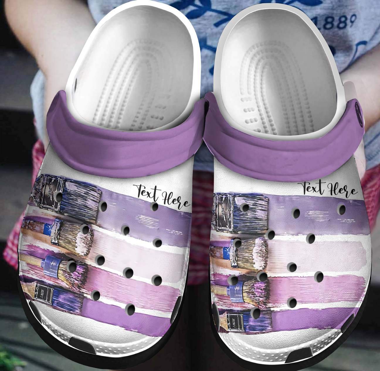 Purple Colors Personalized Clog, Custom Name, Text, Color, Number Fashion Style For Women, Men, Kid, Print 3D