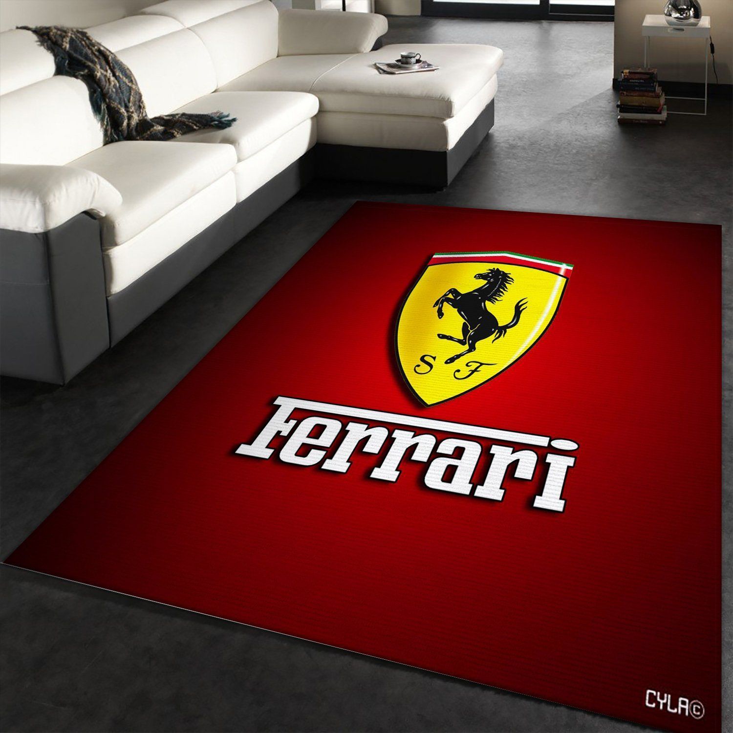 Ferrari Logo Area Rug For Christmas Living Room Floor Decor Home Decor