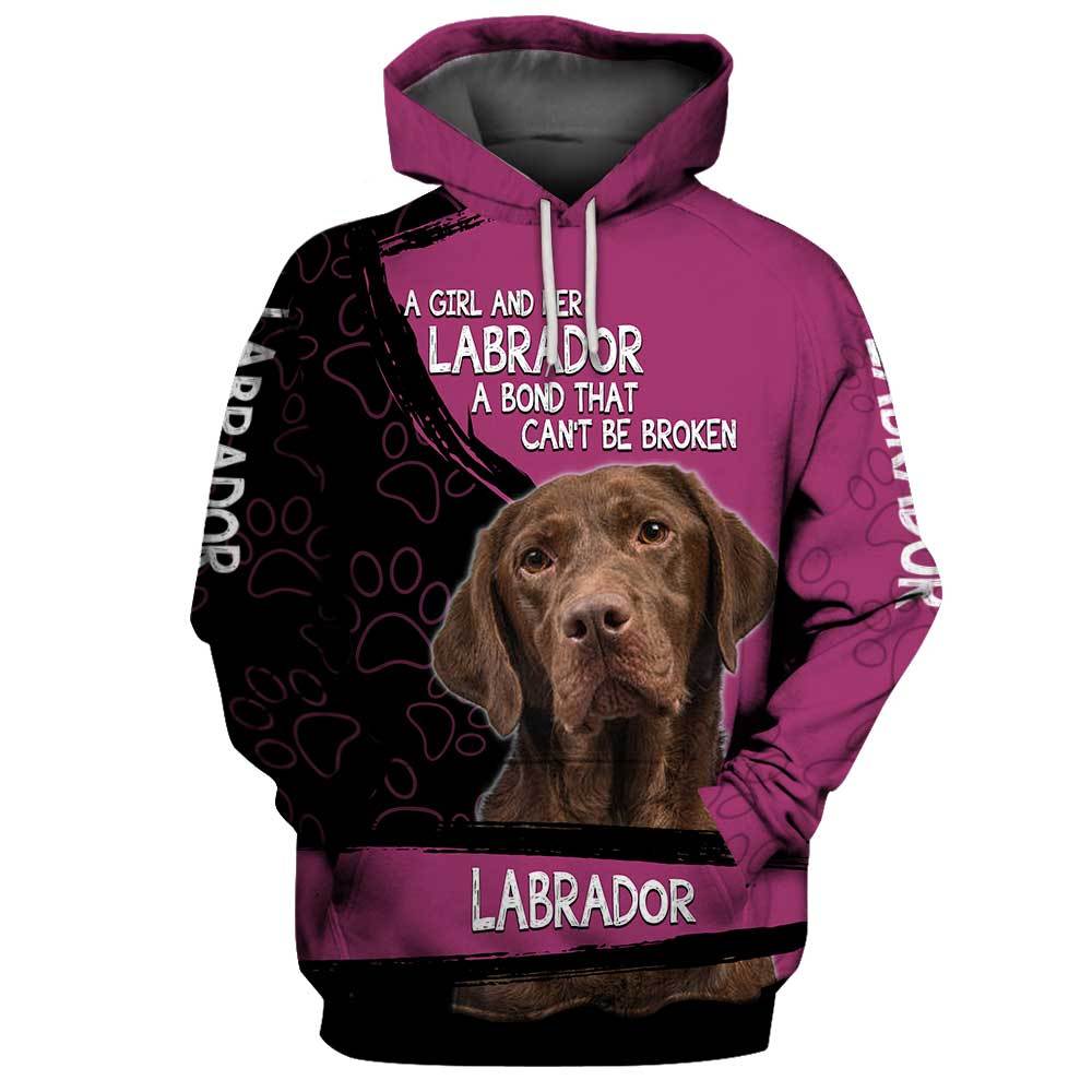 A Girl And Her Chocolate Labrador 3D Full Printing