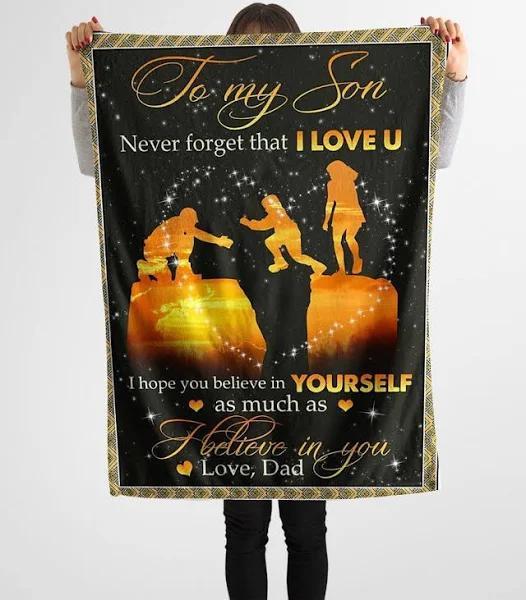 To My Son I Hope You Believe In Yourself As Much As I Believe In You Fleece Blanket Gift For Son Home Decor Bedding Couch Sofa Soft And Comfy Cozy