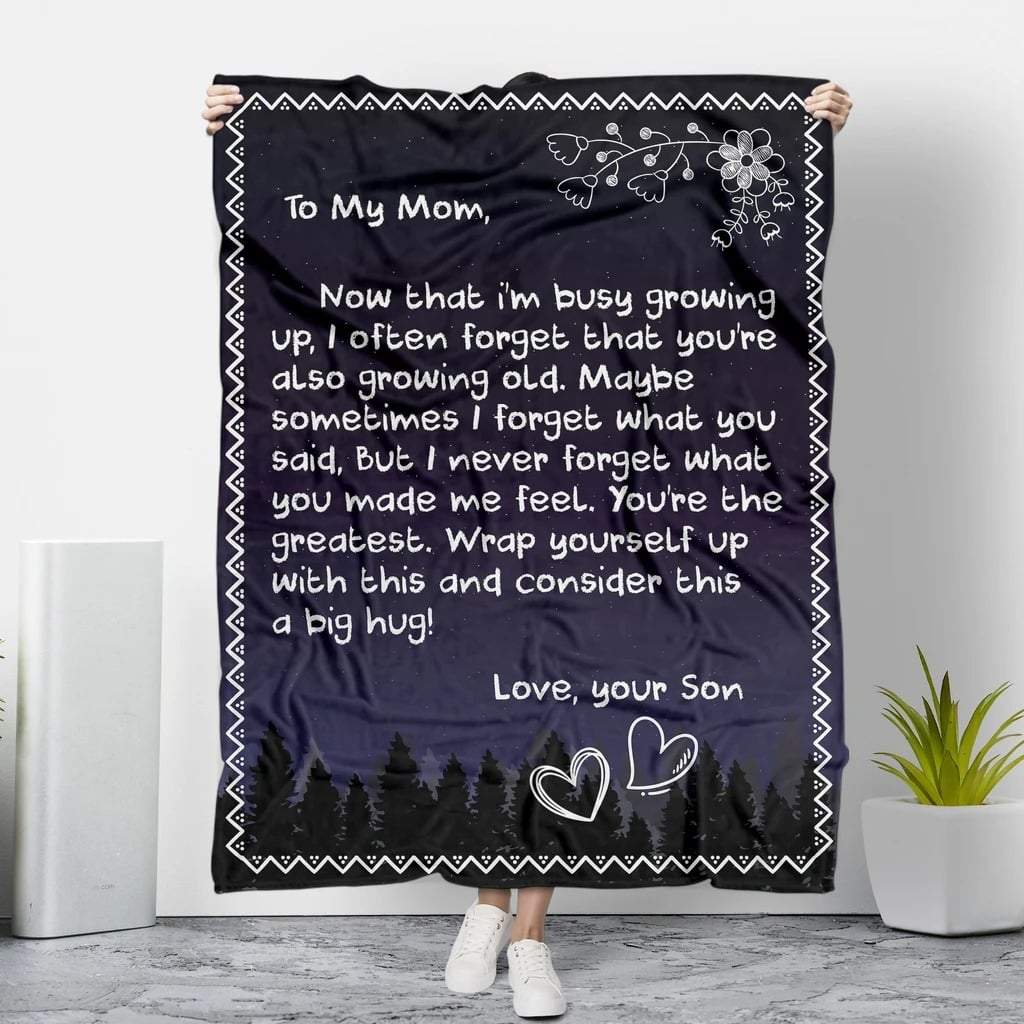 To My Mom You’Re The Greatest Fleece Blanket – Quilt Blanket, Mother’S Day Gift, Gift From Son To Mom, Home Decor Bedding Couch Sofa Soft And Comfy Cozy