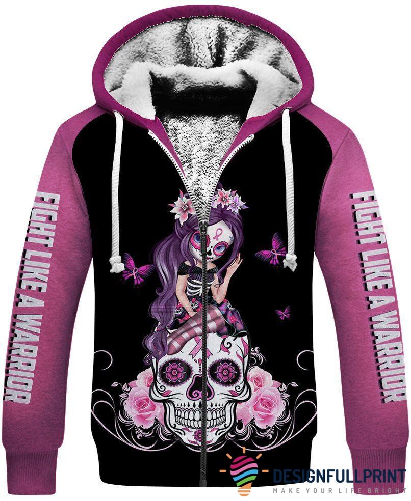 Skull Gift Pink Warrior Sugar Skull Girl Sherpa Us Unisex Size Hoodie