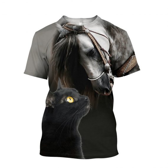 Cat Gifts Horse And Cat Lovers All Over Printed Us Unisex Size Shirt