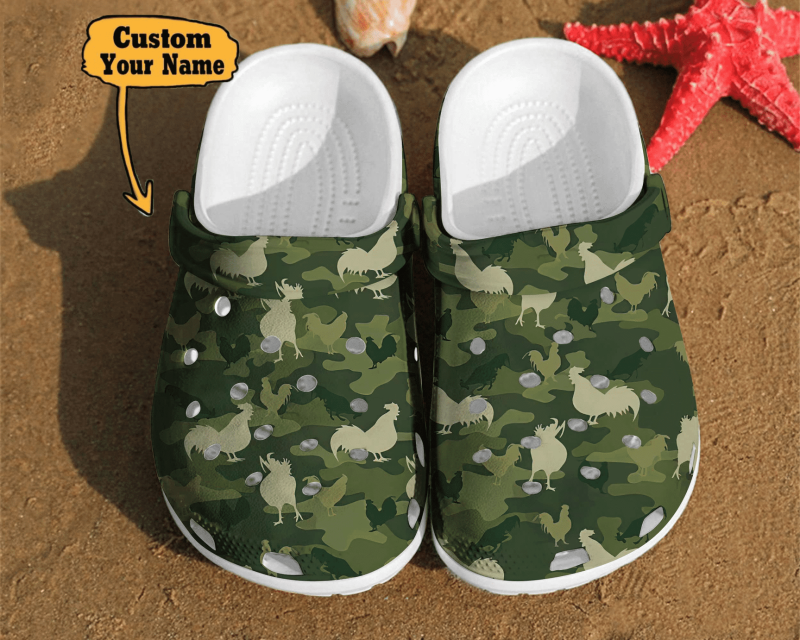 Camo Chicken Funny Lover Gift Farm Animals clog Shoes Personalized Animals