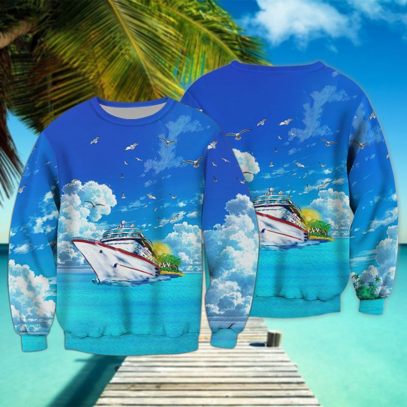 Hawaii Summer Cruise Ship Blue Fashionable Full Print Sweatshirt Ha44812