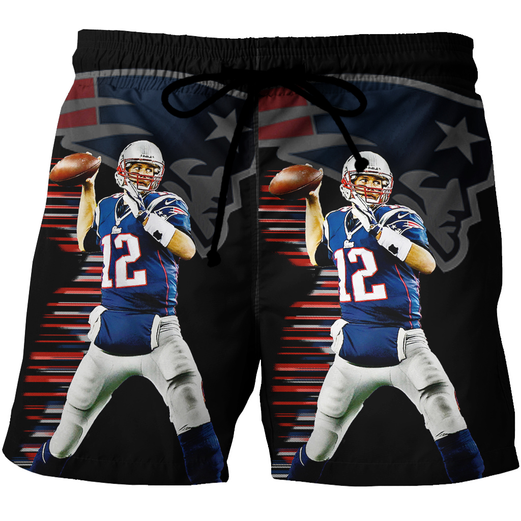 New England Patriots Tom New England Patriots Throwing Ball 3D All Over Print Summer Beach Hawaiian Short