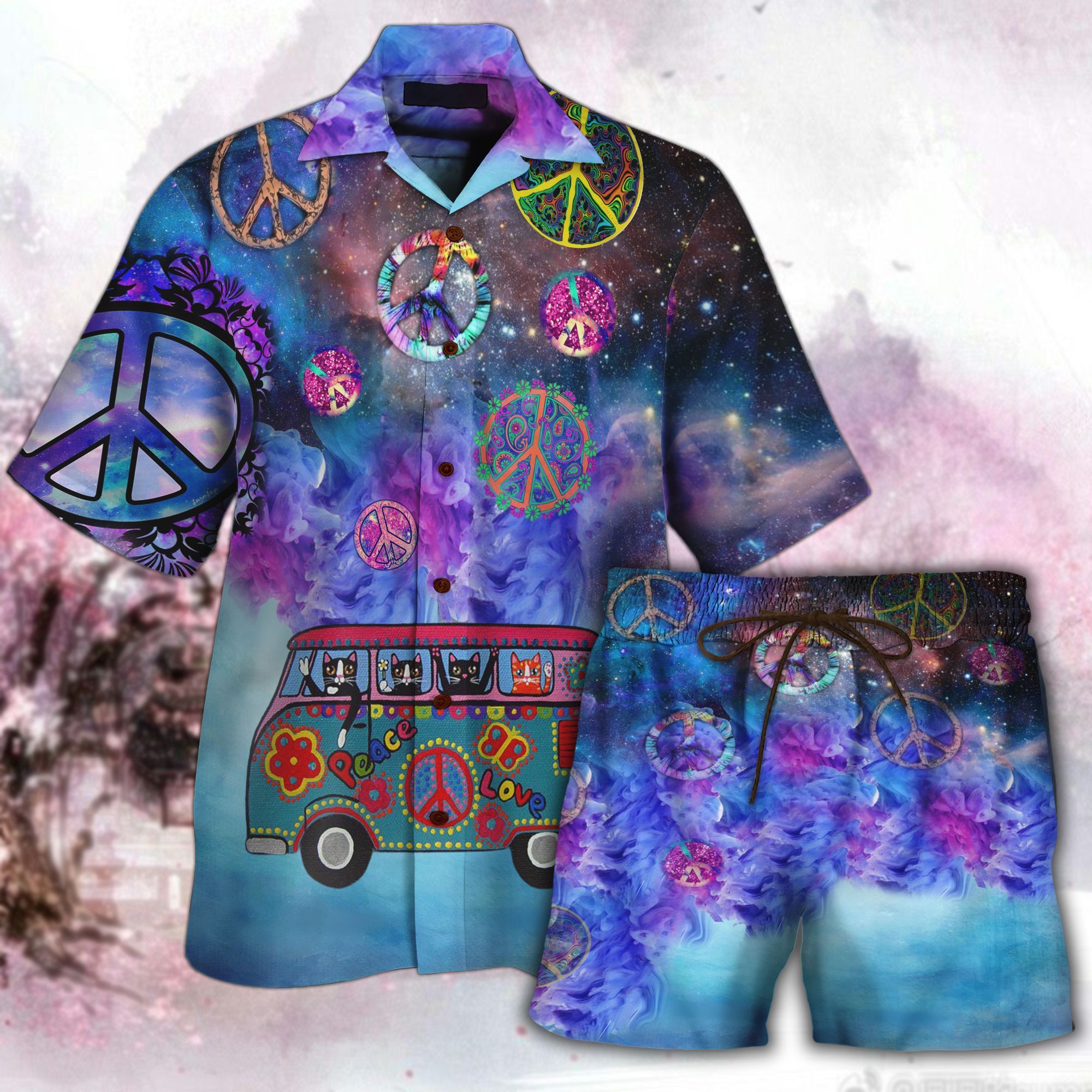 Hippie Peace Sign All Over Printed Hawaii Shirt And Short Ha83676